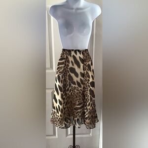 Le Suit Leopard Print A-Line Skirt With Matching Scarf